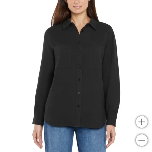NWT Gap Women's cotton Gauze Button Front Shirt Black M L - Picture 2 of 4